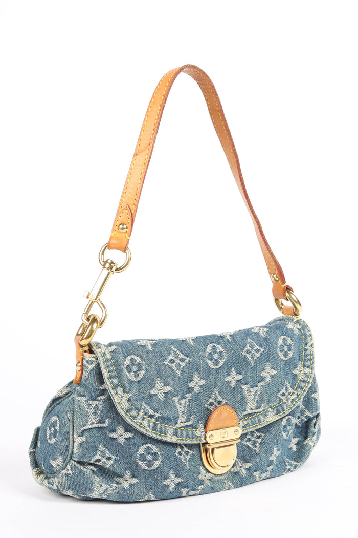 2000s Louis Vuitton Pleaty PM Denim Shoulder Bag
