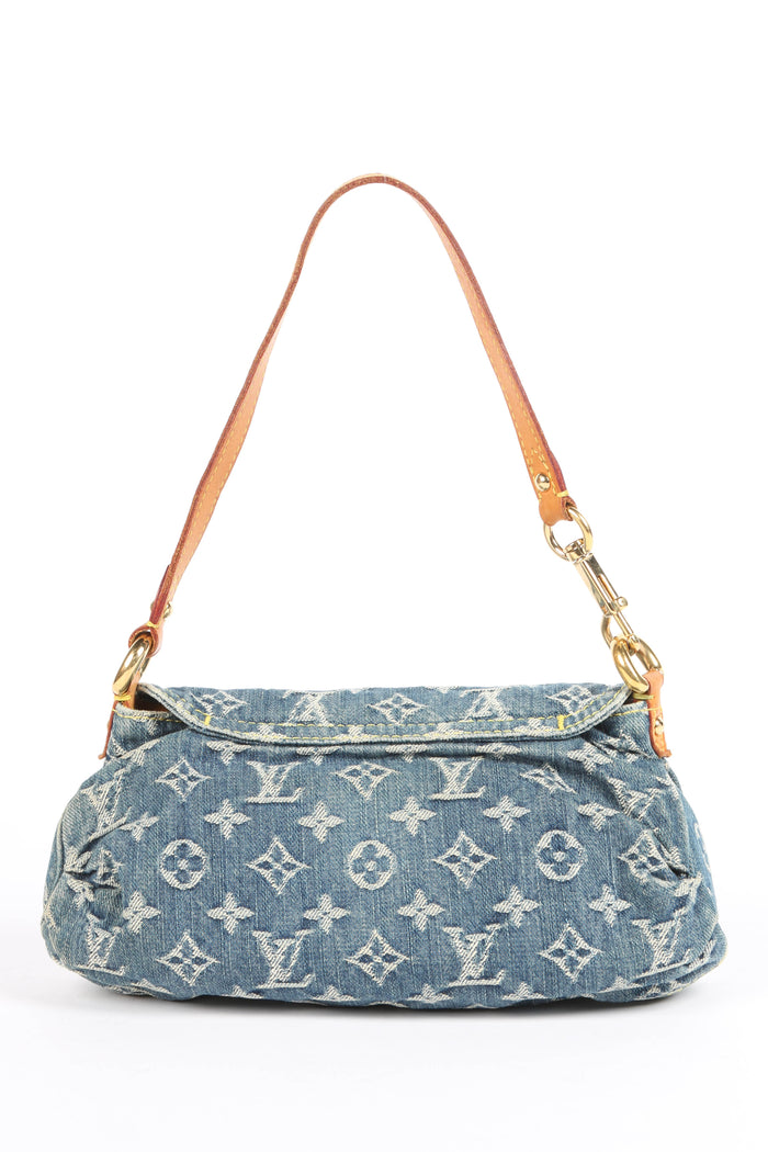 2000s Louis Vuitton Pleaty PM Denim Shoulder Bag