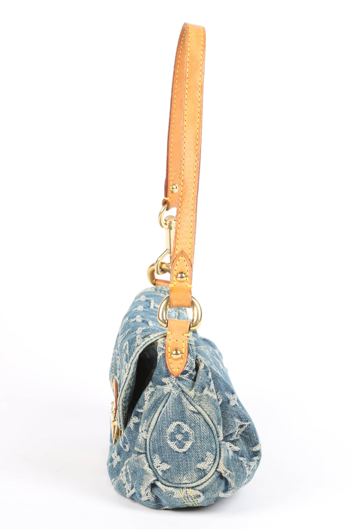 2000s Louis Vuitton Pleaty PM Denim Shoulder Bag
