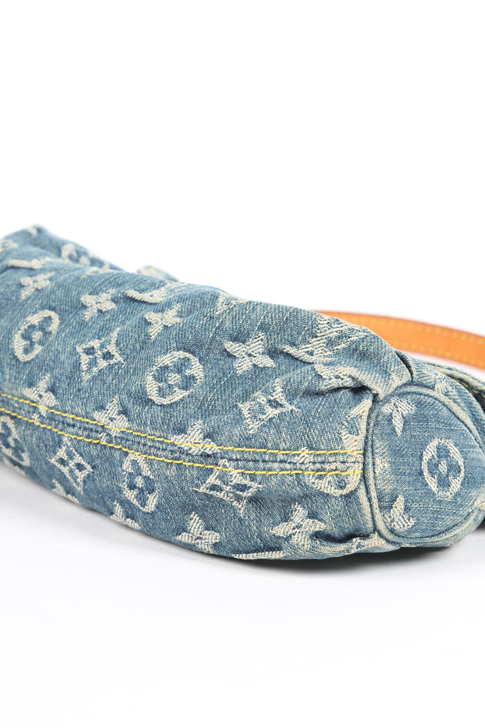 2000s Louis Vuitton Pleaty PM Denim Shoulder Bag