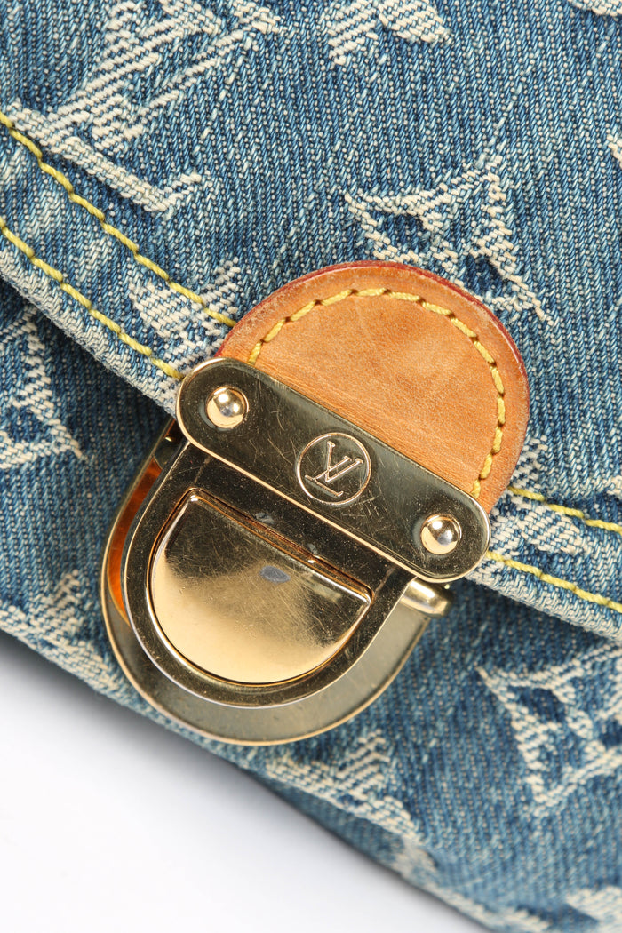 2000s Louis Vuitton Pleaty PM Denim Shoulder Bag