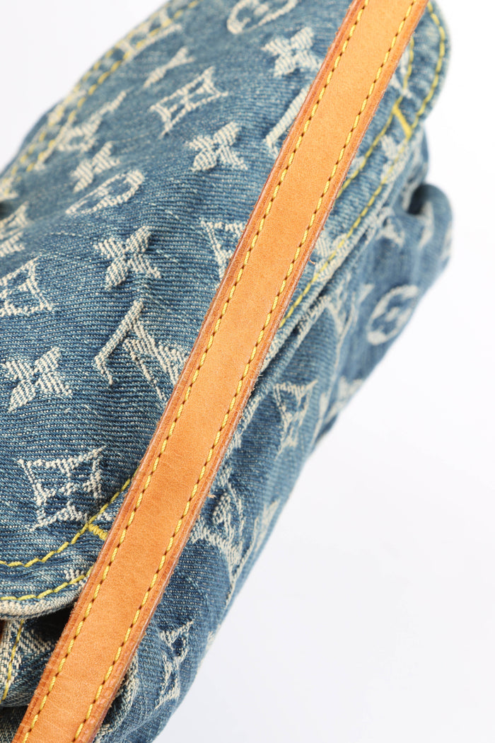 2000s Louis Vuitton Pleaty PM Denim Shoulder Bag