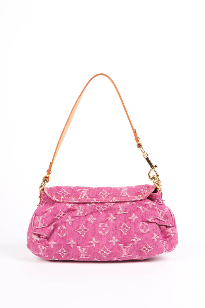 2000s Louis Vuitton Pleaty PM Pink Denim Shoulder Bag