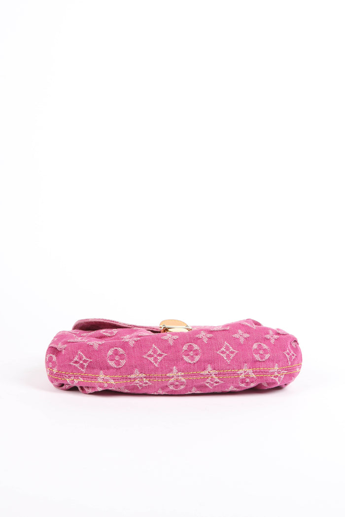 2000s Louis Vuitton Pleaty PM Pink Denim Shoulder Bag