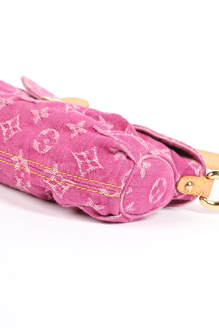 2000s Louis Vuitton Pleaty PM Pink Denim Shoulder Bag