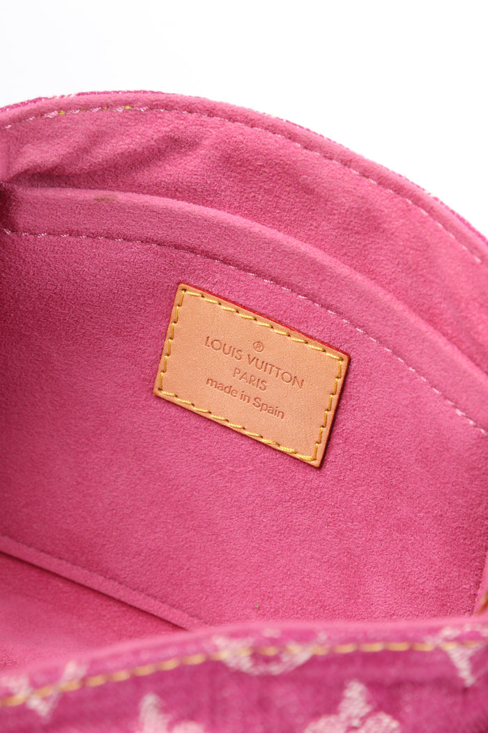 2000s Louis Vuitton Pleaty PM Pink Denim Shoulder Bag