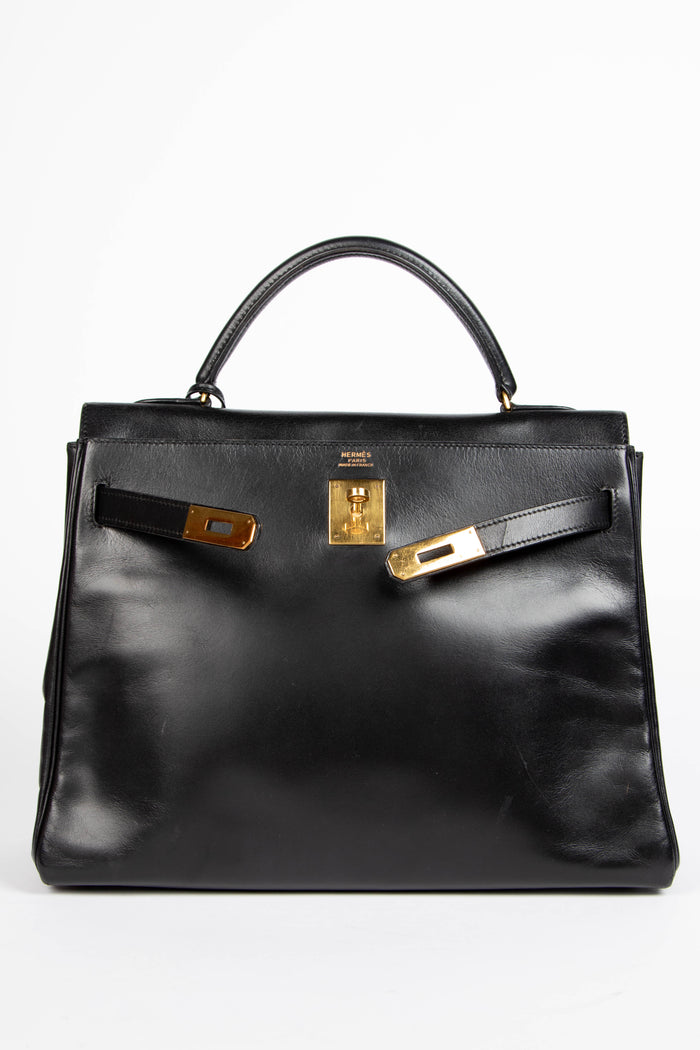 1991 Hermès Kelly 32cm in Black Box Calf Leather with GHW