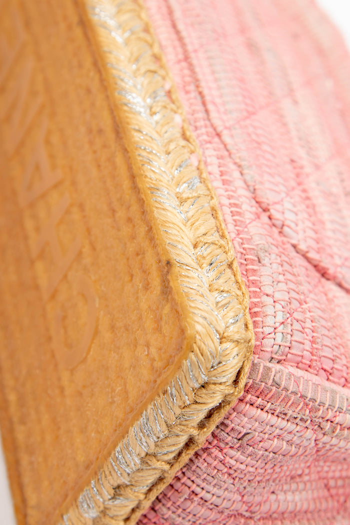 2010s Chanel Pink Raffia Espadrille Single Flap Bag