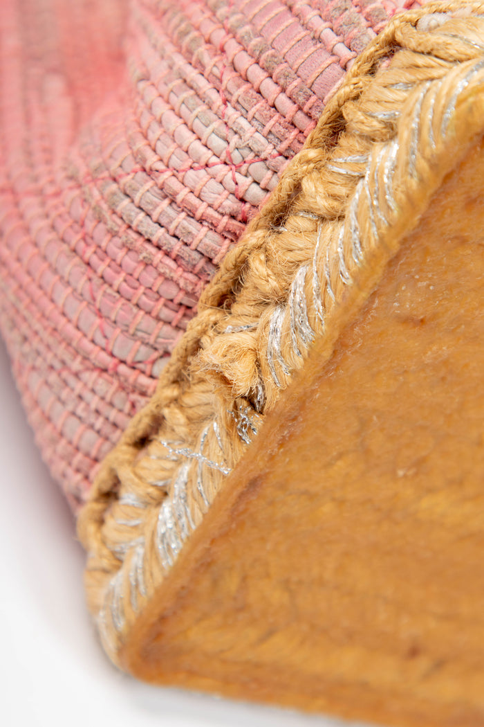 2010s Chanel Pink Raffia Espadrille Single Flap Bag