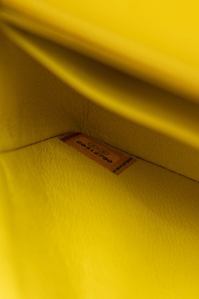 2010s Chanel Yellow Velvet Mini Rectangular Flap Shoulder Bag