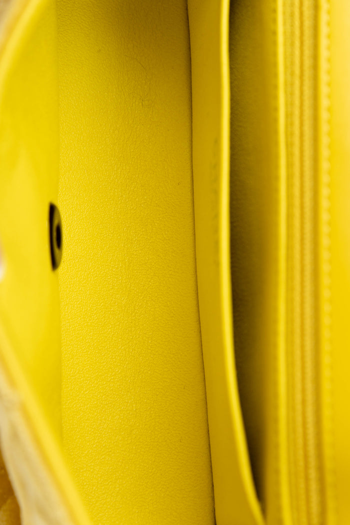 2010s Chanel Yellow Velvet Mini Rectangular Flap Shoulder Bag