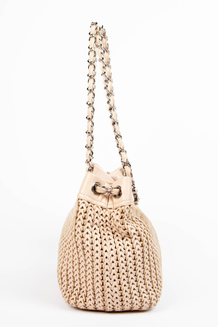 2000s Chanel Cream Braided Leather Tote Bag
