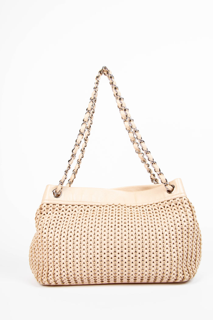 2000s Chanel Cream Braided Leather Tote Bag