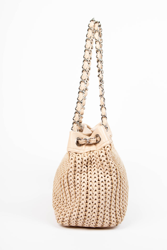 2000s Chanel Cream Braided Leather Tote Bag