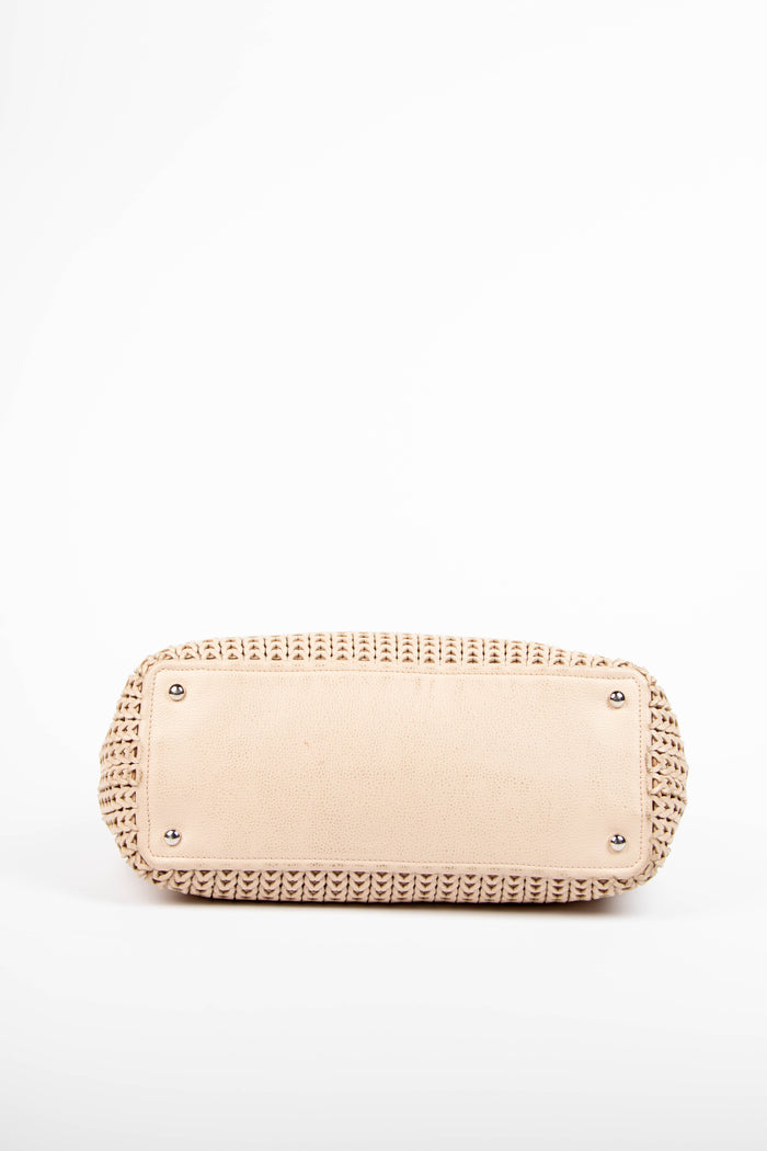 2000s Chanel Cream Braided Leather Tote Bag