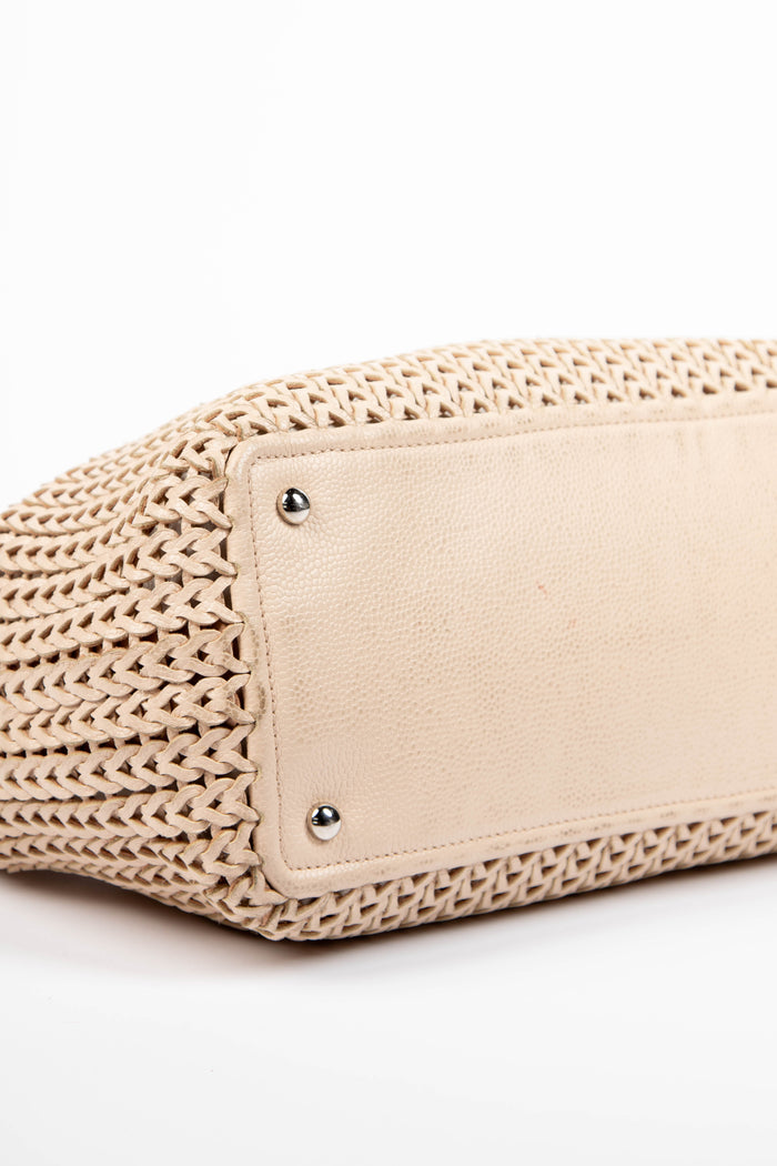 2000s Chanel Cream Braided Leather Tote Bag