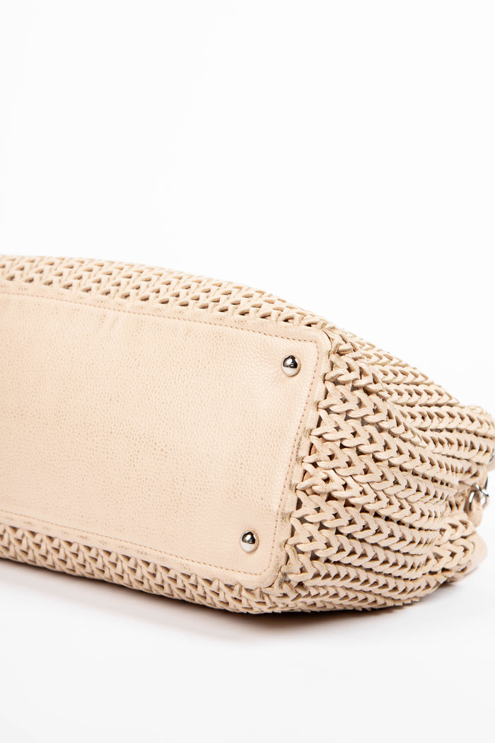 2000s Chanel Cream Braided Leather Tote Bag