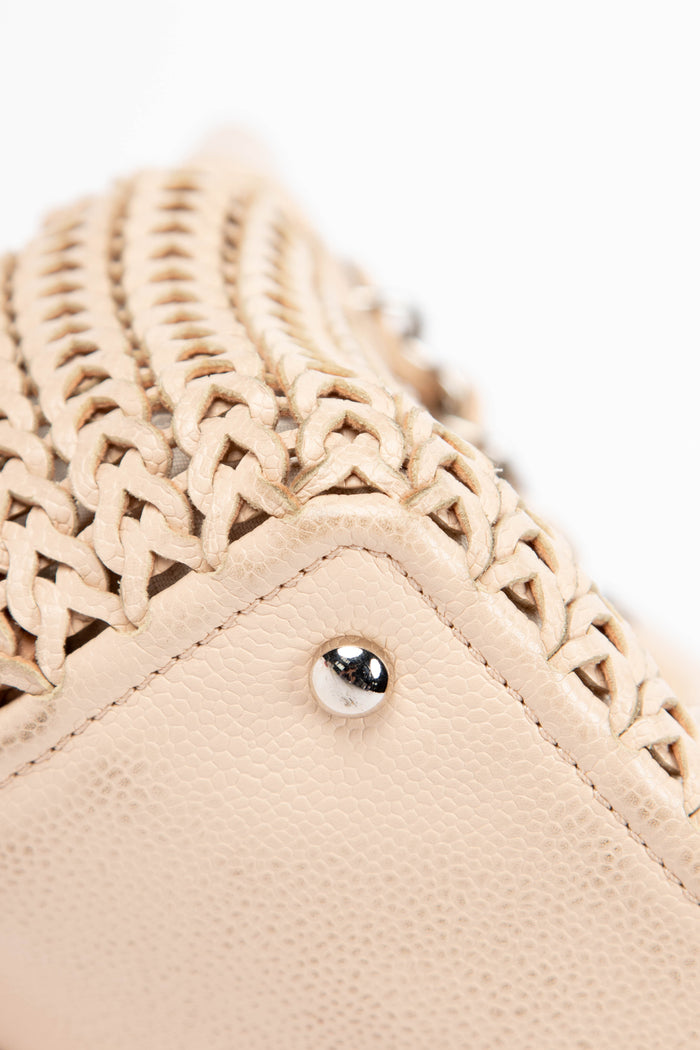 2000s Chanel Cream Braided Leather Tote Bag