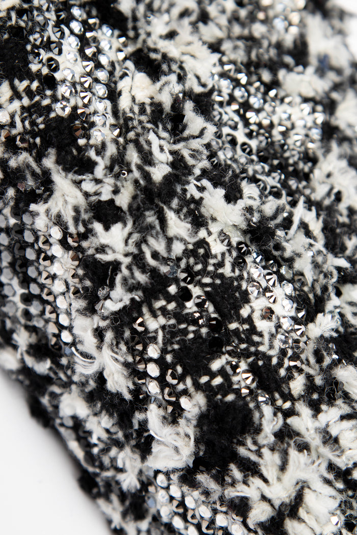 2020s Chanel Black and White Embellished Tweed Mini Rectangular Flap Shoulder Bag