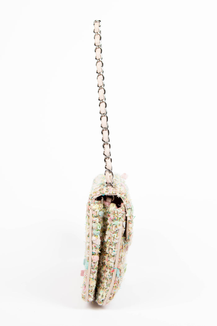 2000s Chanel Sherbet Multicolour Tweed Diagonal East West Flap Bag
