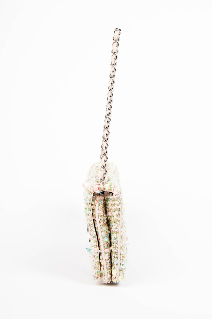 2000s Chanel Sherbet Multicolour Tweed Diagonal East West Flap Bag