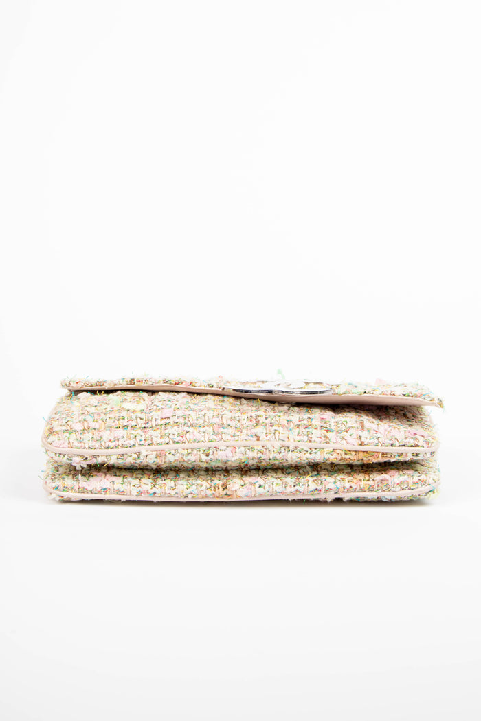 2000s Chanel Sherbet Multicolour Tweed Diagonal East West Flap Bag