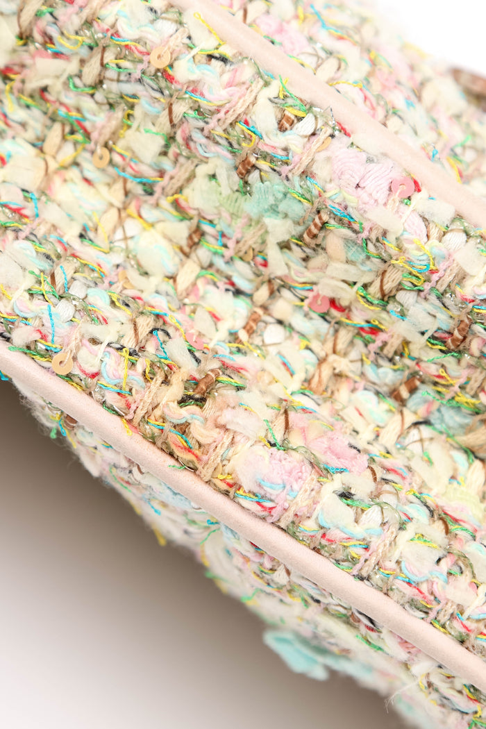 2000s Chanel Sherbet Multicolour Tweed Diagonal East West Flap Bag