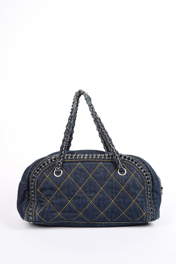 2000s Chanel Denim CC Bowling Bag