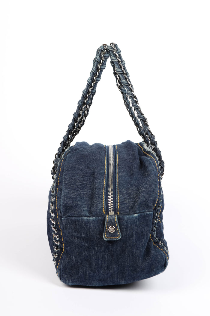 2000s Chanel Denim CC Bowling Bag