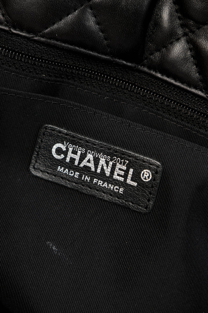 2010s Chanel Black Lambskin Leather Stripes and Stars Single Flap Shoulder Bag