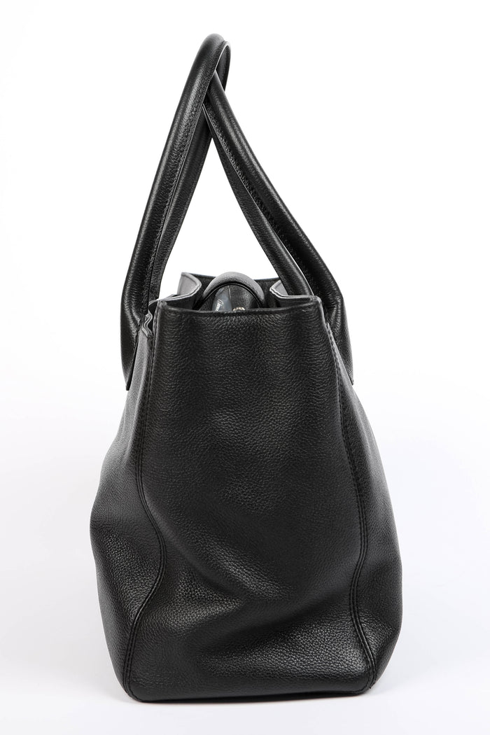 2010s Chanel Black Leather Cerf Executive Shopper Tote Bag