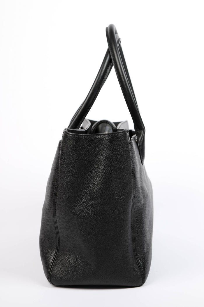 2010s Chanel Black Leather Cerf Executive Shopper Tote Bag