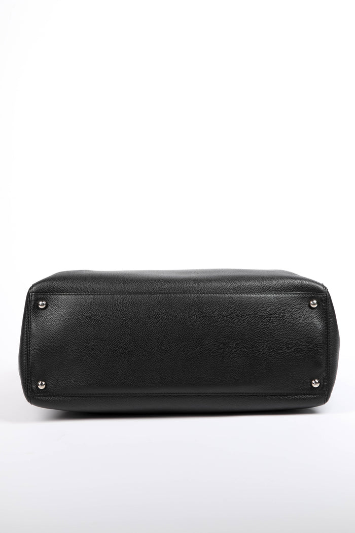 2010s Chanel Black Leather Cerf Executive Shopper Tote Bag