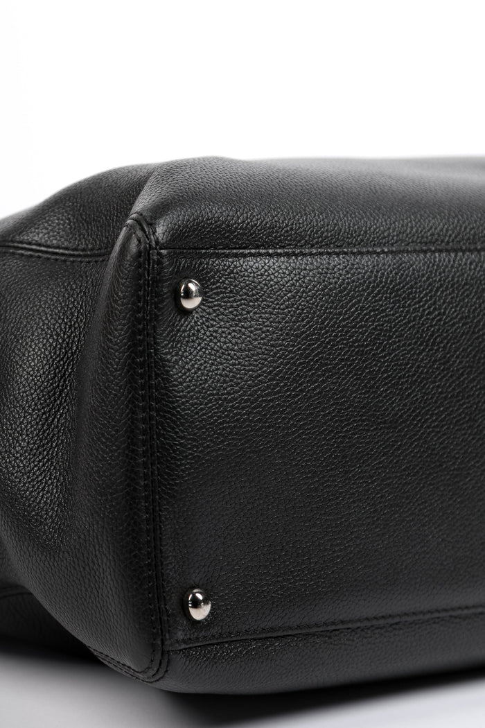 2010s Chanel Black Leather Cerf Executive Shopper Tote Bag