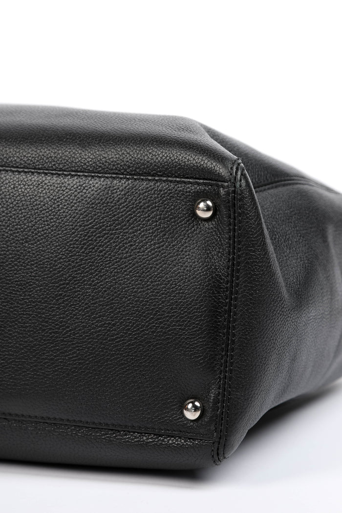 2010s Chanel Black Leather Cerf Executive Shopper Tote Bag