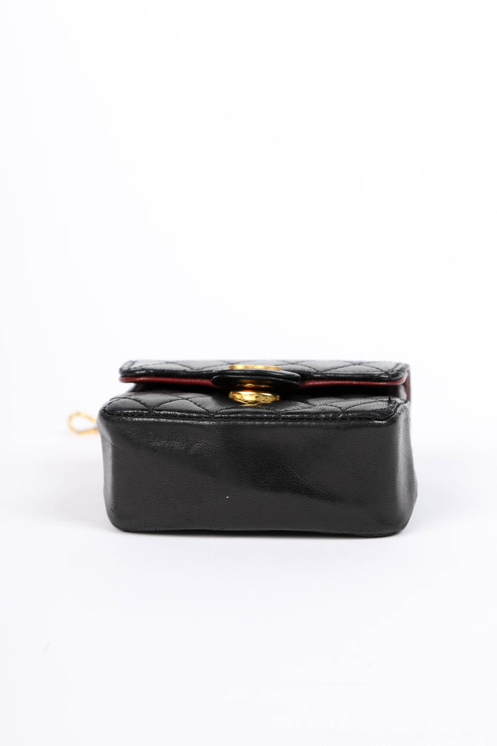 RARE 90s Chanel Black Lambskin Leather Belt Bag