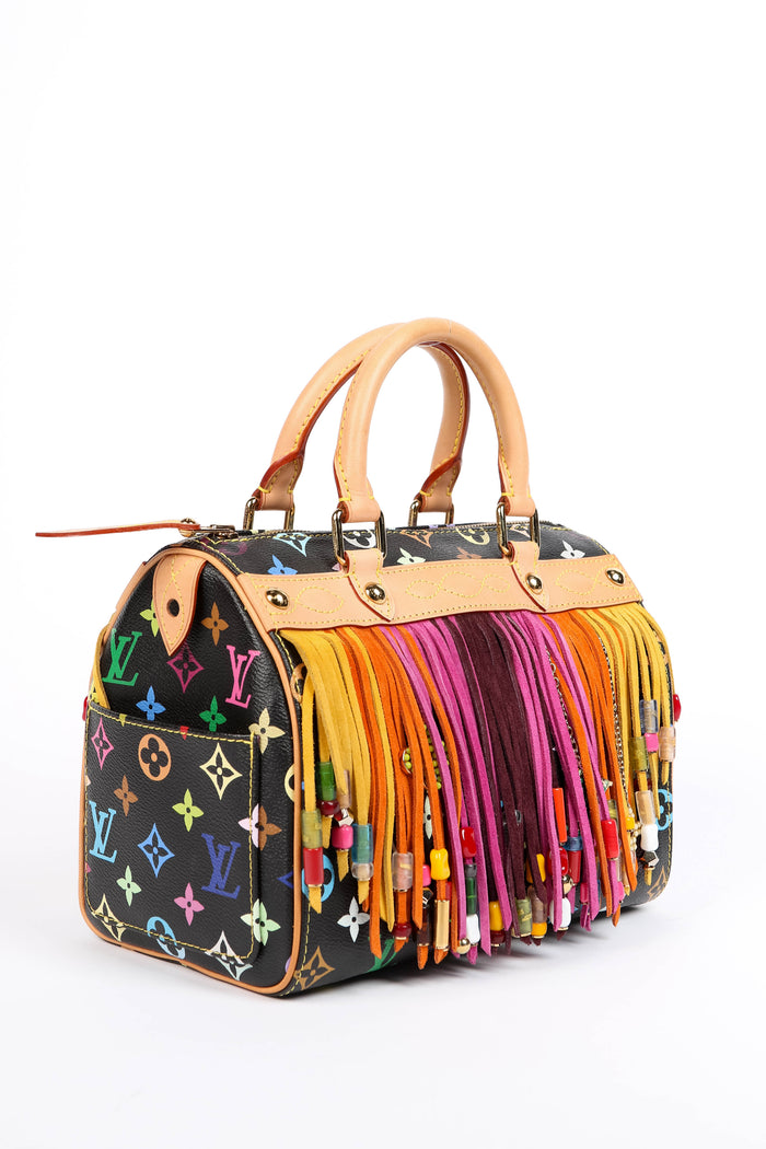 LIMITED EDITION Louis Vuitton x Takashi Murakami Black Multicolour Fringe Speedy 25cm