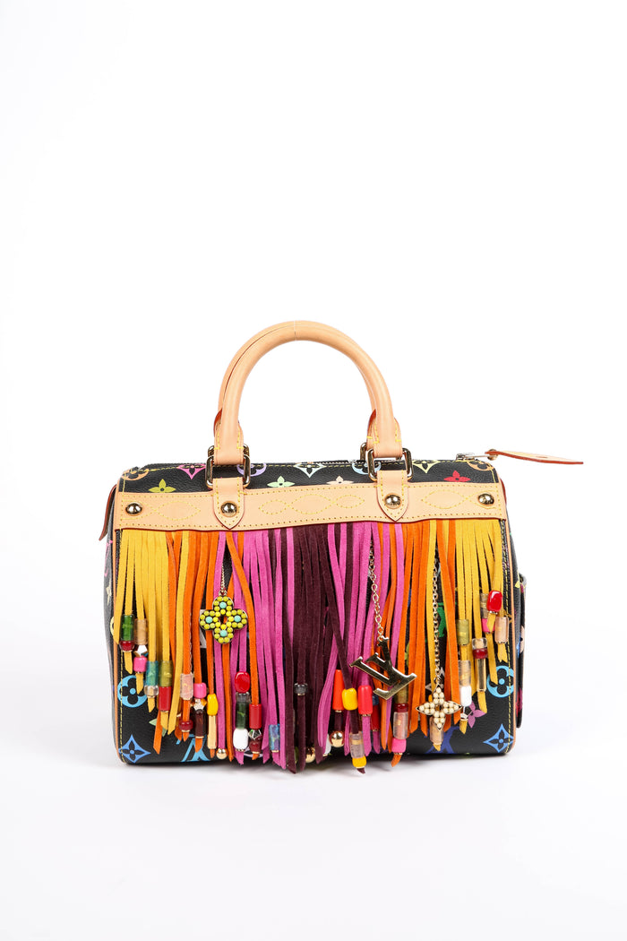 LIMITED EDITION Louis Vuitton x Takashi Murakami Black Multicolour Fringe Speedy 25cm