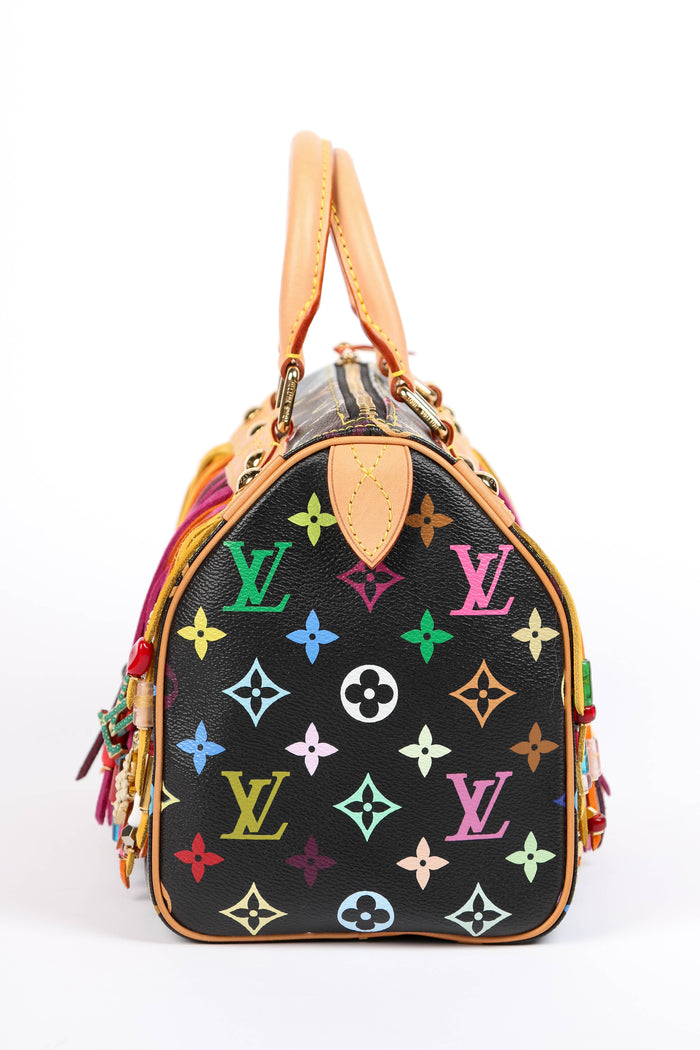 LIMITED EDITION Louis Vuitton x Takashi Murakami Black Multicolour Fringe Speedy 25cm