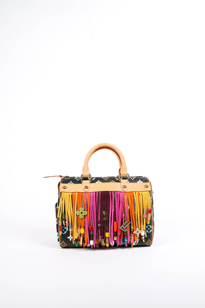 LIMITED EDITION Louis Vuitton x Takashi Murakami Black Multicolour Fringe Speedy 25cm