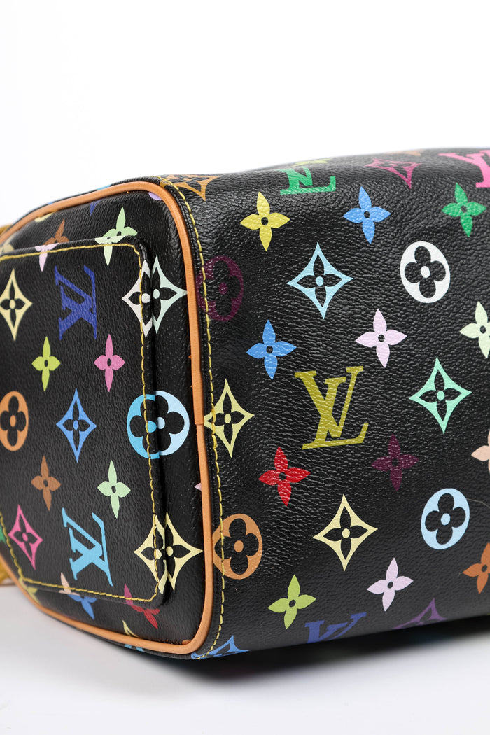 LIMITED EDITION Louis Vuitton x Takashi Murakami Black Multicolour Fringe Speedy 25cm