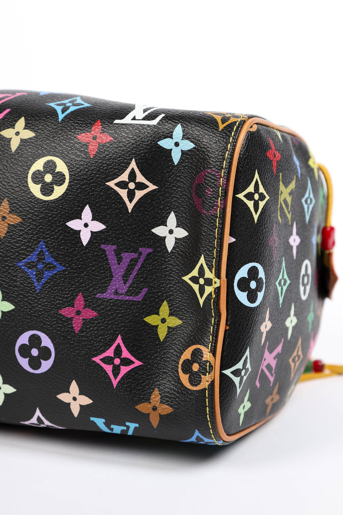 LIMITED EDITION Louis Vuitton x Takashi Murakami Black Multicolour Fringe Speedy 25cm