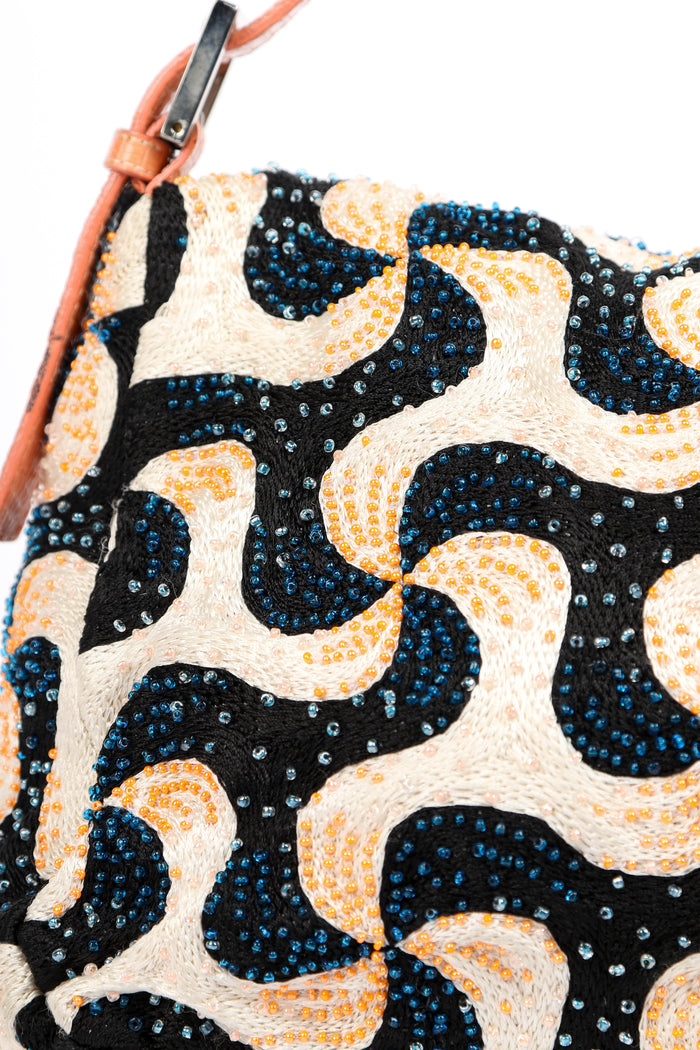 Vintage Fendi Swirl Beaded Mamma Baguette Shoulder Bag