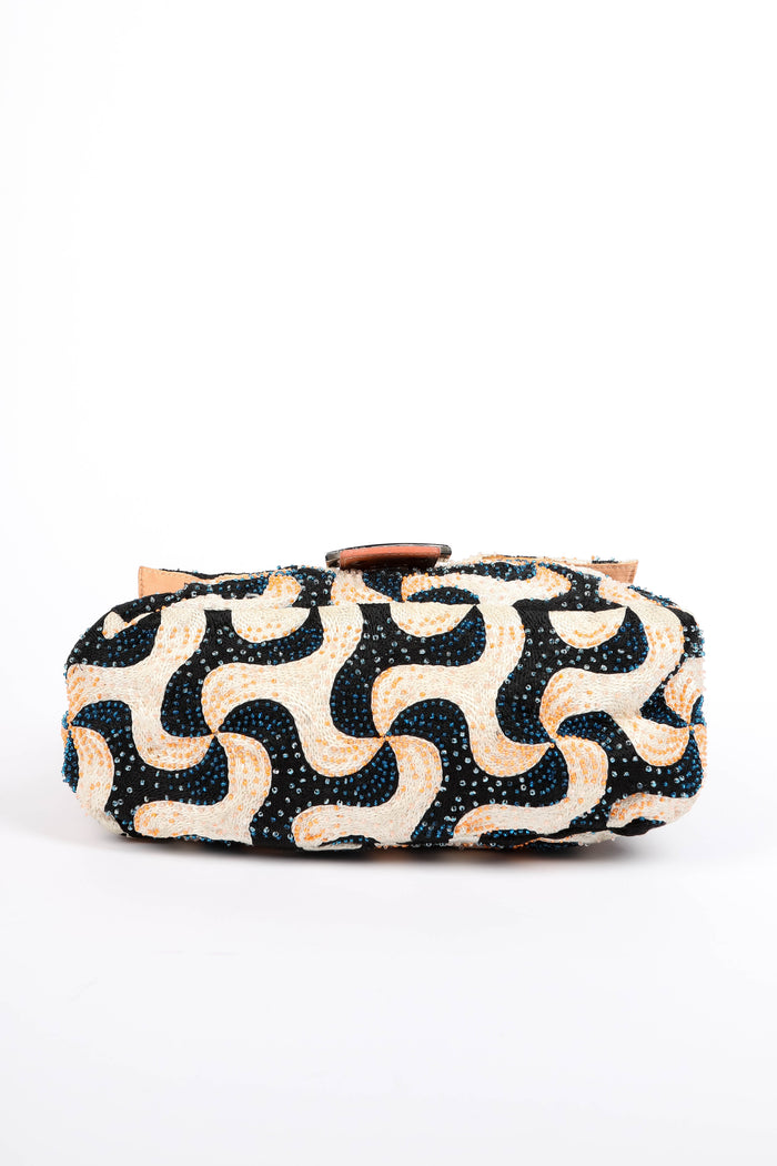 Vintage Fendi Swirl Beaded Mamma Baguette Shoulder Bag