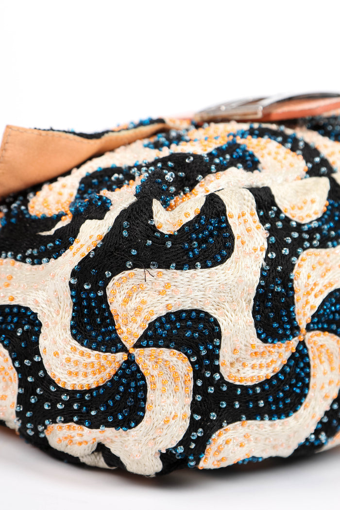 Vintage Fendi Swirl Beaded Mamma Baguette Shoulder Bag