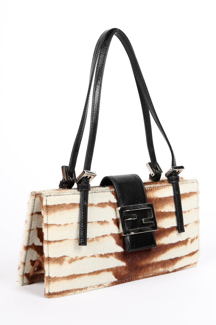 RARE Vintage Fendi Animal Print Pony Hair Shoulder Bag