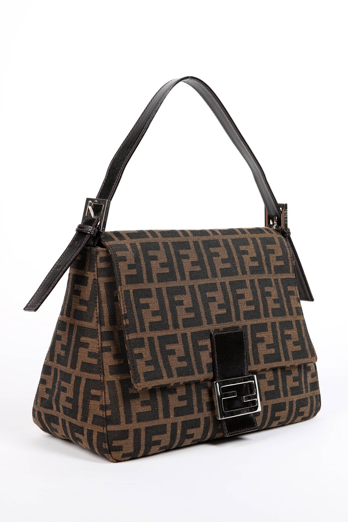 Vintage Fendi Zucca Canvas Mamma Baguette Shoulder Bag