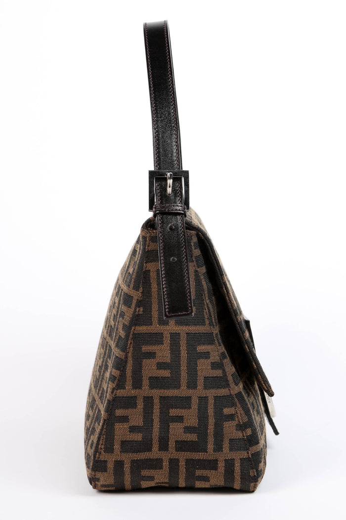 Vintage Fendi Zucca Canvas Mamma Baguette Shoulder Bag