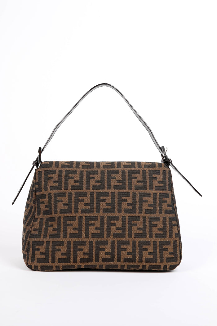 Vintage Fendi Zucca Canvas Mamma Baguette Shoulder Bag