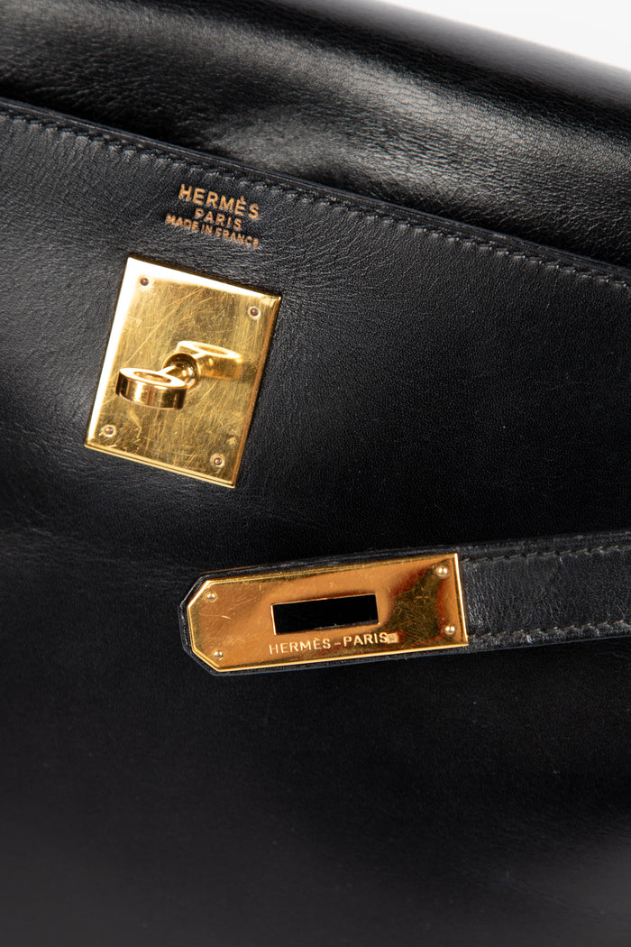 1991 Hermès Kelly 32cm in Black Box Calf Leather with GHW
